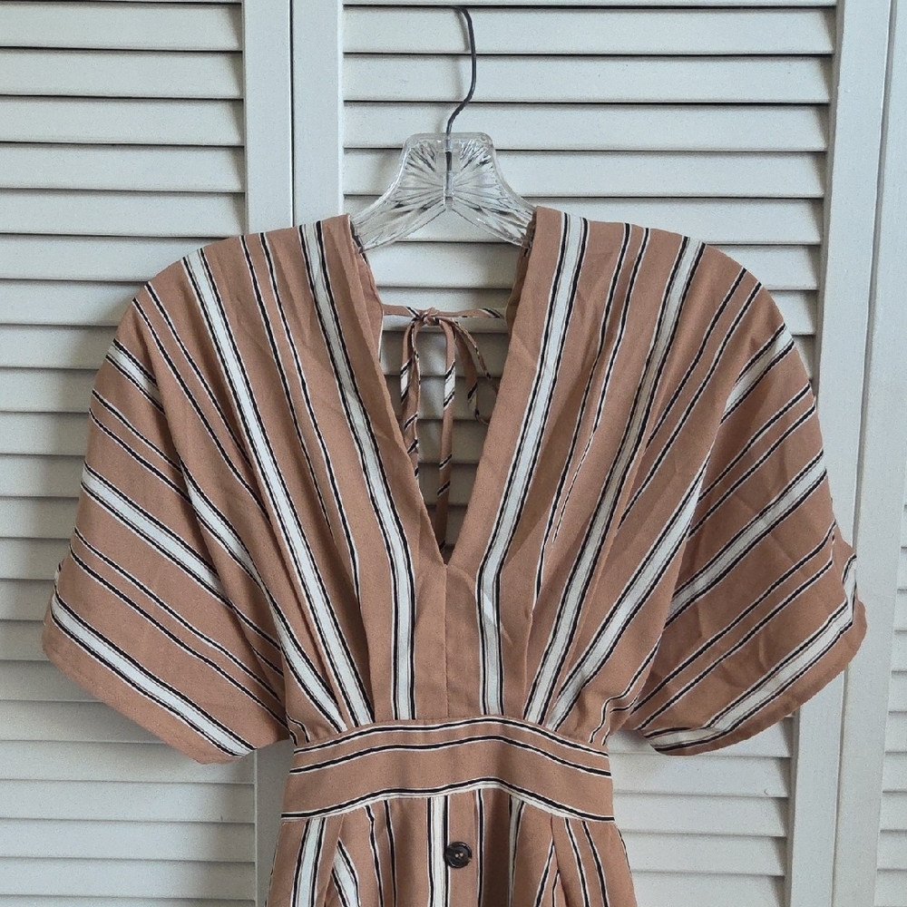 Striped Tan Dress - Picture 2 of 11